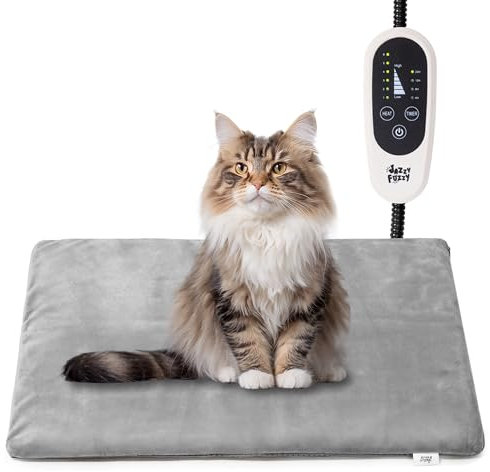 Jazzy Fuzzy - Pet Heating Pad, 6 Adjustable Dog Cat Heating Pads with Timer, Waterproof Indoor Heating Pad with Cord