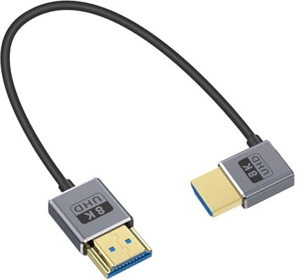 Duttek Cavo HDMI 8K a 90 gradi, cavo HDMI maschio a maschio ad angolo sinistro, cavo HDMI ultra sottile da 48 Gbps, OD2,5 mm, supporta 8K a 60 Hz, 4K a 240 Hz, HDR dinamico, eARC, per GH5S, PS5, Xbox