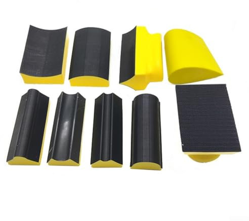 WIIYENA Lot de 9 blocs de ponçage à main profilés pour ponceuse manuelle pour bois, murs et automobile