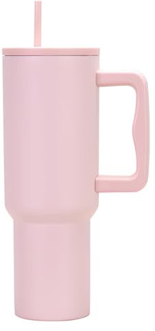 AWSGHLF 40oz Stainless Steel Vacuum Insulated Cup, Travel Tumbler with Straw Lid and Handle Double Wall Travel Flask Cup Mug Leak Proof Insulated Water Bottle Hot or Cold for Office Car (Pink)
