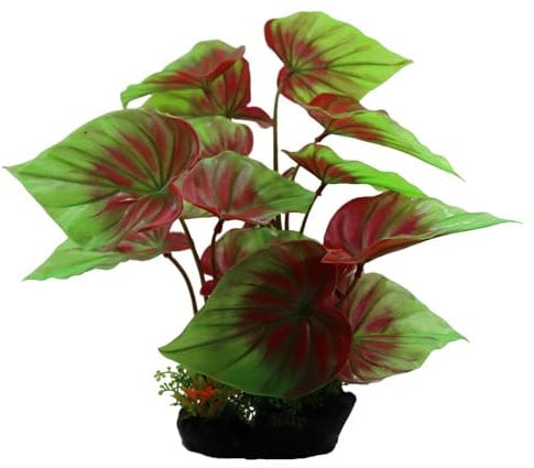 Swell Red & Green Banyan Leaves Artificial Plant Aquarium Décor