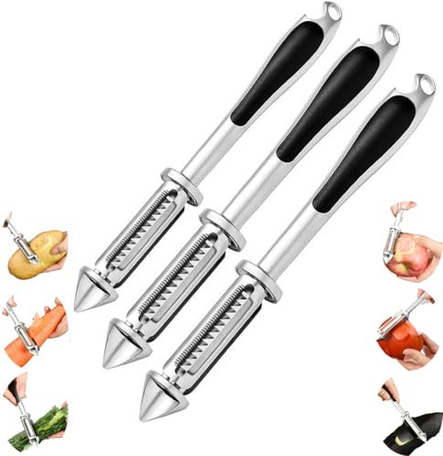 5 in 1 Vegetable Peeler,Stainless Steel Multifunctional Veggie Peeler,Potato Peelers Multi-Functional Fruit and Vegetable Peeler,2024 New Stainless Steel Potato Carrot Cucumber Peeler (3pcs)