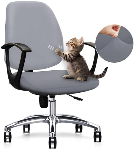 FYTXSZ Computer Office Chair Cover - Universal Fit Stretchable Washable Chair Slipcover for Rotating Chairs - Durable and Protective Armchair Cover - Light Grey (Chair Not Included)