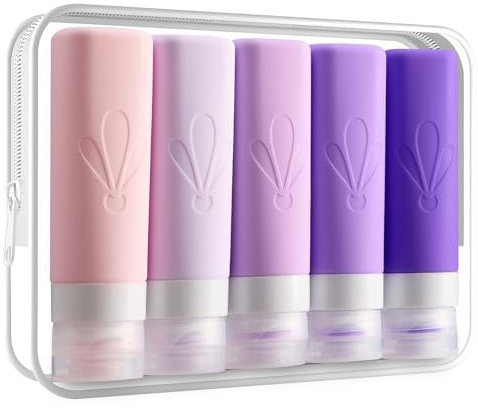 INSFIT Travel Bottles for Toiletries, TSA Approved 90 ml Travel Size Containers, BPA-Free, Leak-Proof, Squeezable Silicone Tubes for Shampoo, Conditioner, Lotion, Soap with Labels