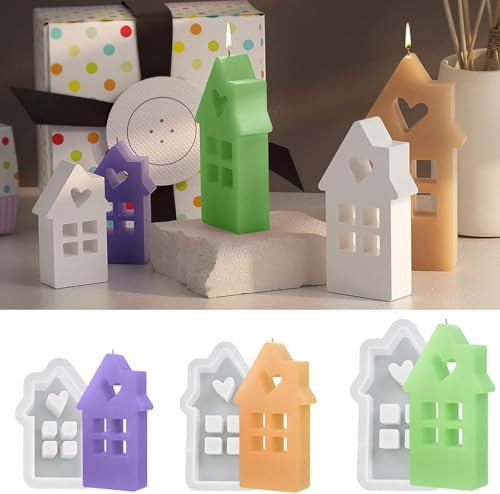Stampo in silicone per casa, 3 stampi in silicone per case, stampi per colata in silicone, per casa, per candele di cera di soia, sapone, gesso, artigianato