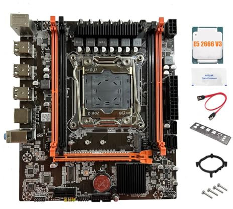 Surluoen Scheda Madre X99E + CPU E5 2666 V3 + Supporta 4XDDR4 RAM RECC PCIEX16 NVMe Scheda LAN Gigabit Scheda Madre Desktop