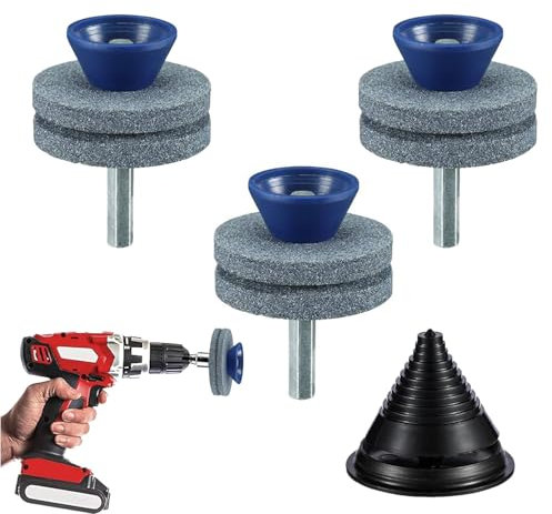 Calsoling Lawnmower Blade Sharpener with Steel Backing,Universal Multi-Sharp Rotary Lawn Mower Blade Sharpener with Balancer for Any Power Hand Drill,high Temperature Resistance and Hardness