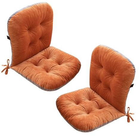 Stulhkissen, Kissen für Rattansessel Outdoor Auflage Sitzkissen, Rattanmöbel 2 Stück Stuhlkissen mit Rückenteil Sitz, Rückenkissen mit Bänder, Niedriglehner Auflage Polsterauflage(Color:Orange）