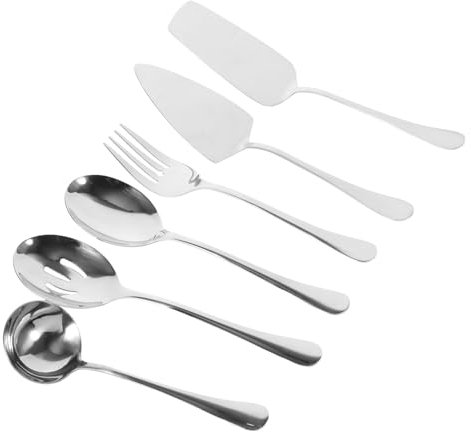 Alipis 6pièces Set De Couverts Acier Inoxydable Ustensiles De Service Pour Buffet Fourchettes Couverts Portables Pour Fête à Domicile