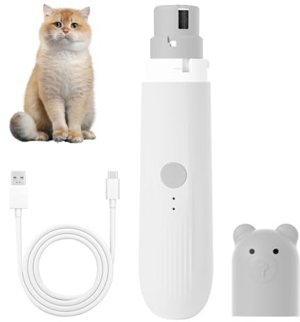 MiOYOOW Cortauñas eléctrico, Lima de uñas para Gatos y Perros con luz LED, 2 velocidades, Lima de uñas silenciosa, Herramienta de Aseo para Cachorros, Gatitos, Conejos, Loros