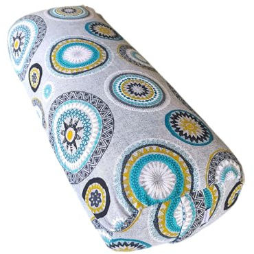 savasanas - Bolster Corfu, Yoga Kissen, Yoga Bolster, Rechteckiges Bolster, Yoga Rolle, pilatesrolle, waschbarer Bezug, gefüllt mit Bio-Dinkelschalen, tragegriff, 62x26x15cm