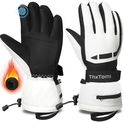 ThxToms skihandschuhe für Damen und Herren, Wasserdicht winterhandschuhe mit 3M Thinsulate Wärmefutter, Fahrradhandschuhe Touchscreen, Laufen, Skifahren,Wandern,Radfahren,Motorradfahren