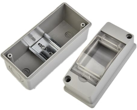 Feuchtraum Aufputz Verteilerkasten, IP65 Wasserdichter Sicherungsschaltkasten 2 MCB's Sicherungskasten 40A 30mA RCD Staubdicht Horizontale Reihe Mini-Verbrauchereinheit Kunststoff(2 Way)