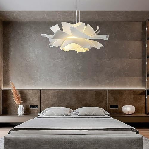 MyLjp Pendelleuchten Moderner Kreativer Kronleuchter Weiße Blumen Anhänger Licht Acryl Restaurant Hängelampe Höhenverstellbar Verwendet Für Schlafzimmer Kücheninseln Wohnzimmer, Flure(60cm)