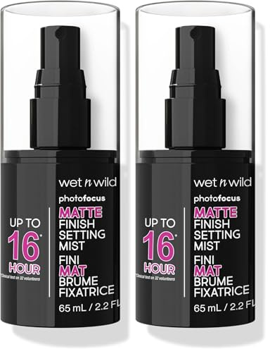 Wet n Wild Photo Focus Matte Finish Setting Mist, Makeup Setting Spray, Angereichert mit Vitamin B5 und E, Leichte Formel, 24h Langanhaltendes Setting Spray (Packung mit 2)