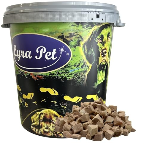 Lyra Pet® 1 kg (5x200 g) Entenbrustwürfel gefriergetrocknet + 30 L Tonne | Snack aus Ente für Hunde & Katzen - Getreidefreies & fettarmes Leckerli - Auch für Kitten, Welpen & Senioren - Proteinreich