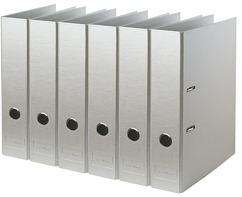 Deco Papier Swissee Ordner A4 | Breit Eco Hebelordner | Silber | Edler Dekorpapier-Einband mit eleganter Heißfolienprägung