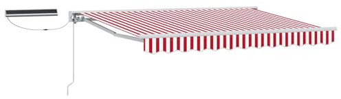 vidaXL Elektrische ausziehbare Markise Rot und Weiß 3 x 2,5 m, Verstellbarer Markisen-Schutz, modernes rechteckiges elektrisches Dach, zuverlässige Schattenlösung für Terrassen