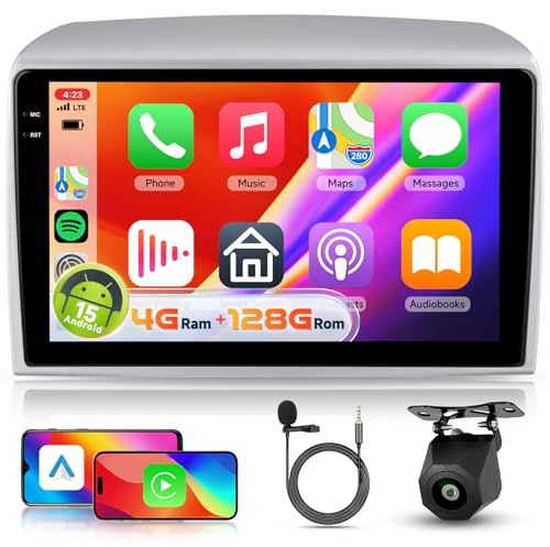 【4+128G】Hodozzy Carplay Autoradio per Lancia Ypsilon 2006-2011, 9 Pollici Schermo In-Cell Stereo Auto Bluetooth 5.0 con Android Auto/EQ/GPS/Wifi/RDS/USB/SWC+Telecamera Posteriore