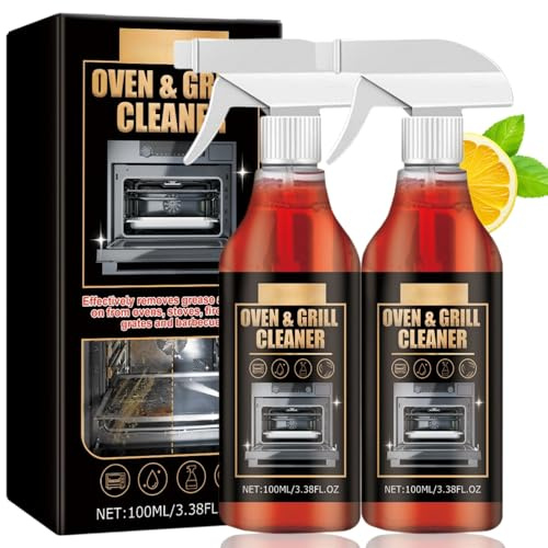 2PCS Oven & Grill Cleaner Spray,Heavy Duty Oven Cleaner Spray,Oven and Grill Cleaning Spray,Air Fryer Cleaner,Kitchen Foam Cleaner Spray for Stains & Grease on Ovens,Microwaves,Barbecues, Racks,Trays
