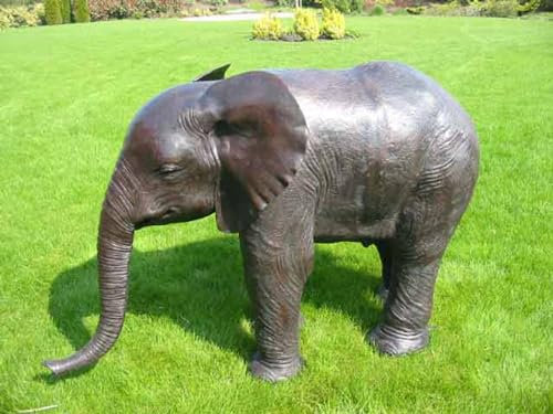H. Packmor GmbH Bronzefigur Elefant mit Rüssel unten Wasserspeier Brunnenfigur Dekoration