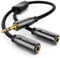 deleyCON 0,2m Audio Jack Y Séparateur Câble - AUX Prise Jack 3,5mm sur Prise Jack 2X 3,5mm Manteau en Nylon Stéréo 3,5mm Jack Y-Adaptateur Câble