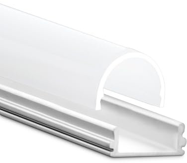 INNOVATE 2m LED Schiene - Aluminium Profil - Aluprofil für LED Stripes/Streifen - LED Kanal - ALU Leiste - U-Profil (Alu U-Profil Mini 12 flach - runde milchige Abdeckung)