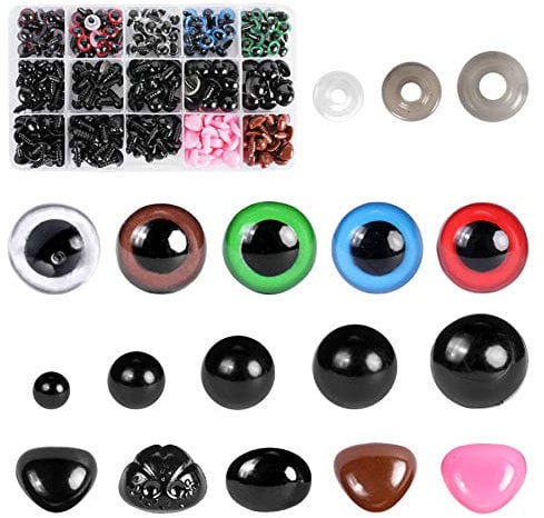 KTHZI Safety Eyes and Noses, 560PCS Included Colourful Craft Doll Eyes Nose in Various Size Washers Animal Eyes for Toys Making Knitted Plush