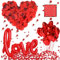 DASIAUTOEM Romantisch Deko Set, Valentinstag Dekoration''Love''Ballon+1000 Rosenblätter+10 Herz Luftballons+50 Teelichter Herzform Hochzeit Deko Set für Verlobung Geburtstag Hochzeit Brautdusche Party