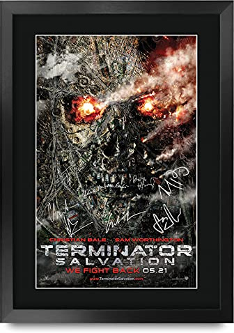 HWC Trading FR A3 Terminator 5 Salvation Schwarzenegger Gifts gedrucktes Poster signiertes Autogramm Bild für Film-Fans – A3 gerahmt