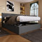 Kayan Stauraumbett Polsterbett Hydraulisch Doppelbett 160x200cm, Lattenrost aus Holz, Bett mit Lattenrost aus Metallrahmen, Leinen (Grau, 160x200cm)
