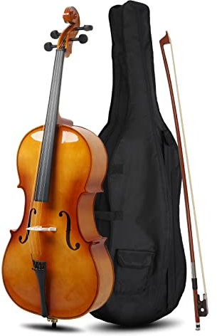 Ktaxon Full-Size Cello, Beginner Cello 4/4, Acoustic Cello Set with Portable Bag, Bow, Rosin, Bridge, Adults & Kids String Musical Instruments(Classic Retrovert)