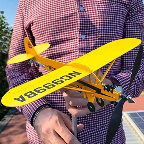 Dous Piper J3 Flugzeug-Windfahne, Metall-Gartenflugzeug, Windspiel, Windmühlen-Gartenpflock, Windmühle, Klassisches Flugzeug, Tolle Gartendekoration