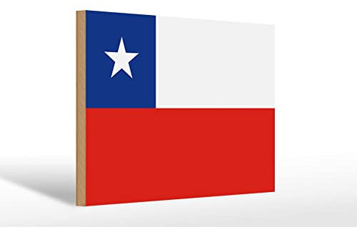 Holzschild Flagge Chiles 30x20 cm Flag of Chile Deko Schild Wooden Sign