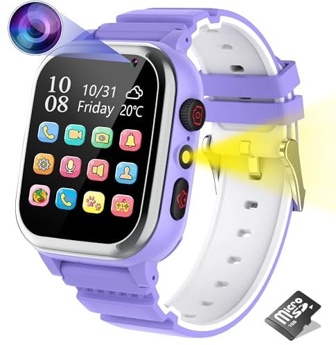 Kinder Smartwatch, Smartwatch Kinder Telefon mit SIM Karte Anruf SOS 26 Spiele Kamera Musik MP4 Schrittzähler Wecker Taschenlampe Recorder, Kinderuhr für Jungen Mädchen Student 4-12 Jahre Geschenk