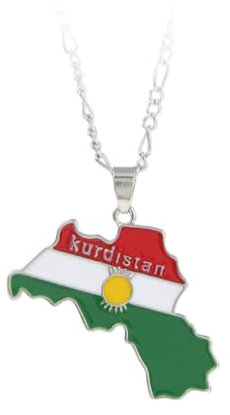 vreplrse Pendant Necklace For Women Sturdy And Durable Gift Choice Made With Alloy Kurdistan Cards Flag Pendant Necklace