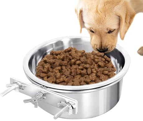 Dog Food Bowl - Stainless Steel Crate Water Bowl, Pets Feeder Bowl Water Bowl | Wall Mounted Pet Comfort Feeding Bowls with Holder Outdoor Dog Bowl, Wear Resistant Pet Feeder Water Dispenser for Indoo