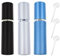ZHIYE 10ML Perfume Atomiser Spray Bottle, 3 Pieces Refillable Refilling Travel Size Perfume Bottles in Pocket & Handbag, Deep Blue+Matte Black+Matte Silver