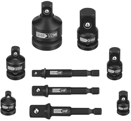 Yangyou 9PCS Impact Socket Adapter and Reducer Set,1/4in,3/8in,1/2in,3/4in Drive Socket Adapter Set for Impact Driver Conversion