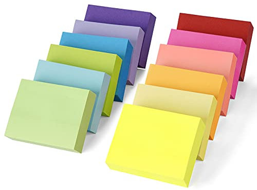 NOTEZMATE 12 Stück Haftnotizen Klebezettel,50 x 38mm Sticky Notes, 1200 Blatt Farbige Haftnotizen Selbstklebende Notizzettel für Schule, Zuhause, Büro,100 Blätter/Notizzettel(12 Farbe)