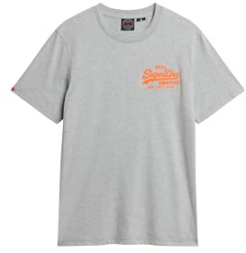Superdry Herren Lässiges T-Shirt mit aufgesticktem Vintage Logo Mittelgrau Meliert XXL