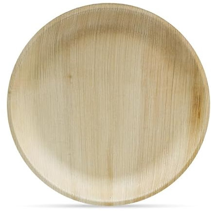 STL Disposable Palm Leaf Plates (25pcs) 10(25cm) Large Round, Eco Friendly Biodegradable Compostable Like Wooden, Bamboo, Paper Plates for Hot Food, Picnic Wedding Parties