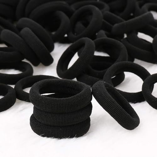 liuchanghe 100 Stück Schwarze Haargummis, Mini Nahtlose Haarbänder, Pferdeschwanz-Halter, elastisch, Haar-Accessoires für Frauen und Mädchen