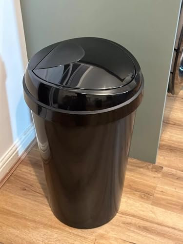 SPECTRAPLAST® 50L Black Touch Top Bin – Large Kitchen Rubbish Waste Bin with Removable Lid – Soft Close Dustbin for Home, Garden, Office, Bathroom, School – Durable Plastic Top Opening Bin