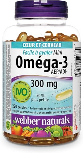 Webber Omega-3 Mini Easy Swallow 300 mg EPA/DHA 220 Clear Enteric Softgels