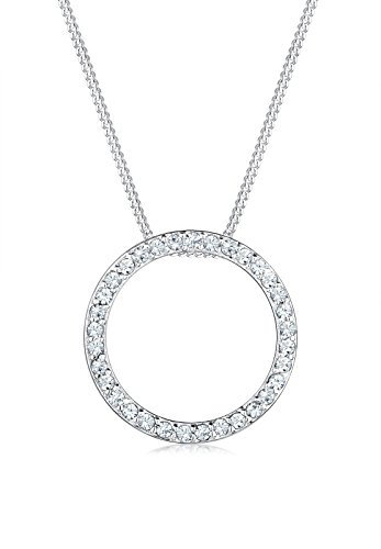 Elli Halskette Damen Kreis AnhängerTrend mit Kristalle in 925 Sterling Silber