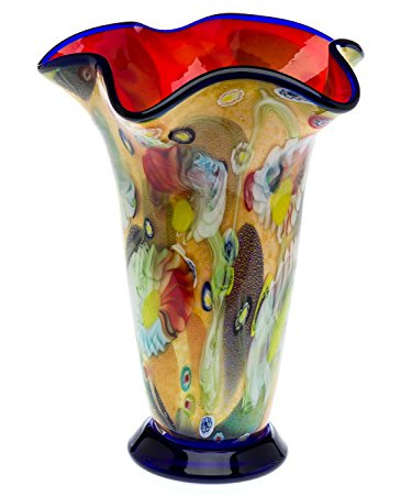 Glasvase 4,8kg Glas Vase Italien Murano Stil Höhe 37cm schwere Tischvase Glass