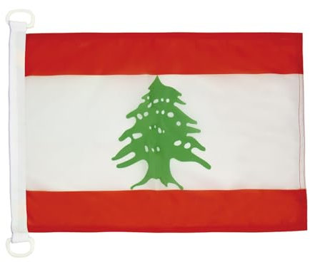 AZ FLAG Bandera Nautica de Líbano 45x30 cm - Pabellón de Conveniencia Libanesa 30 x 45 Cm, Bandera de Barco con anillas