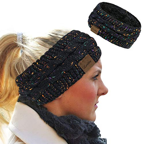 Loritta Winter Headbands for Women, Fleece Lined Ear Warmers Gifts, Black