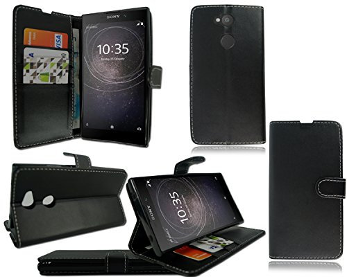 PIXFAB Sony Xperia XA2 H3113 H4113 (5.2) Black Leather Flip Stand Wallet Phone Case Cover